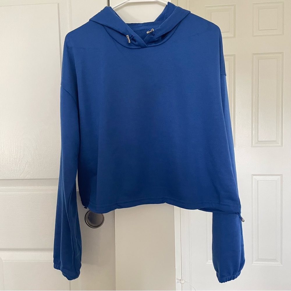 Activewear Workout Cropped Navy Blue Hoodie